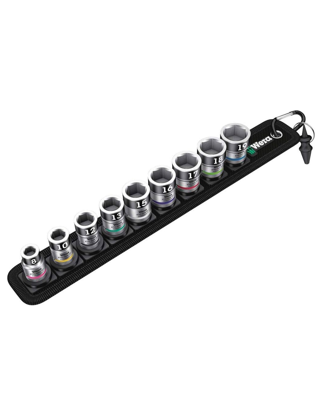 Set de 9 llaves de vaso Zyklop 3/8" con función de retención WERA Belt B 1