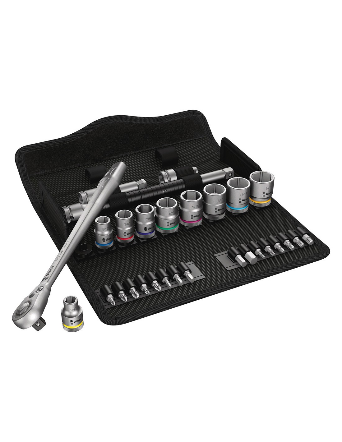 Set de llaves de vaso y puntas para atornillar 3/8" WERA 8100 SB 11 Zyklop Metal Imp 3/8" (29 piezas)