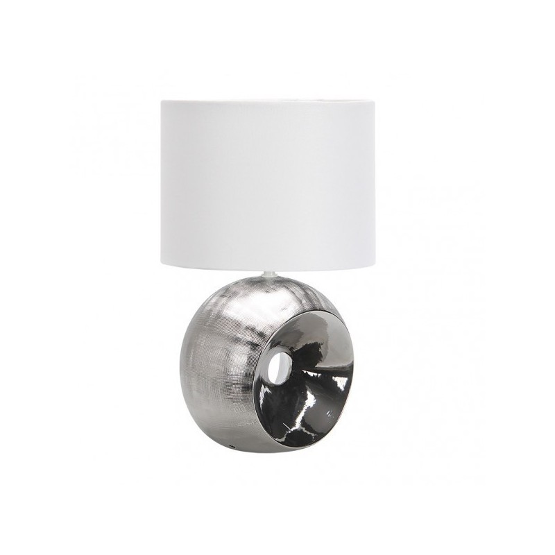 Sobremesa Ceramica Ea 1xe27 Cromo Pantalla Blanca 52x30x30 Cm