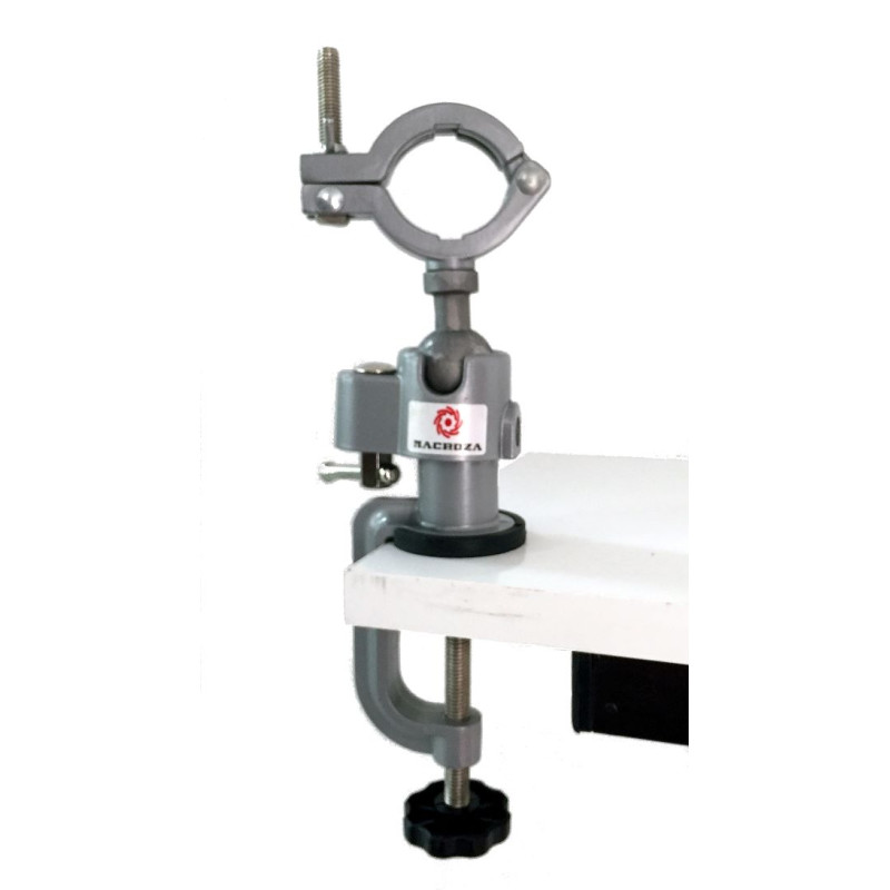 Soporte MACROZA  de aluminio reforzado para taladradora 43mm con cabezal flexible 360º