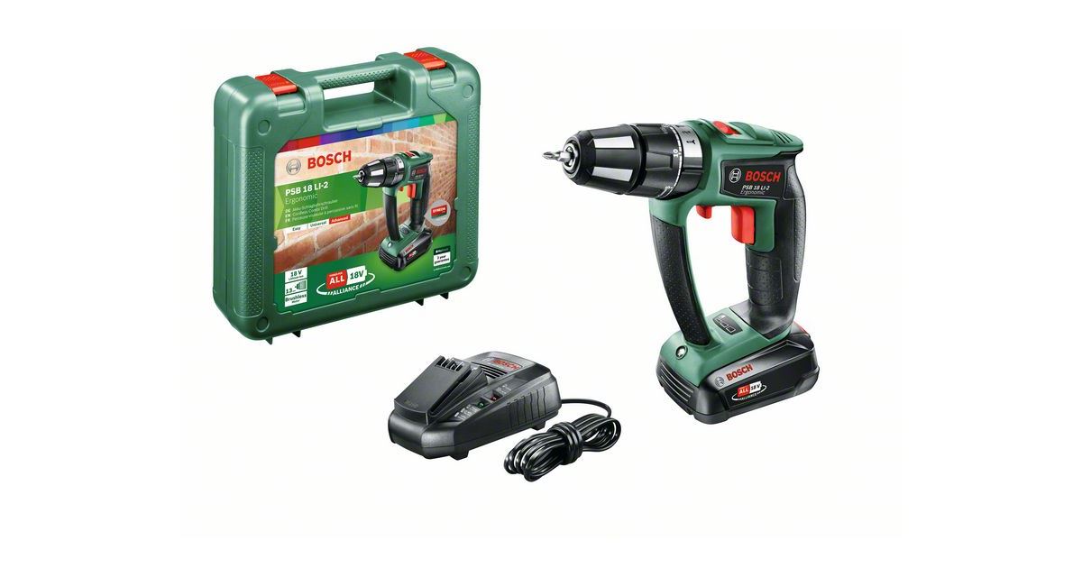 Taladro atornillador inalámbrico BOSCH PSB 18 Li-2 Ergo (1 x 2,5 Ah) 06039B0300