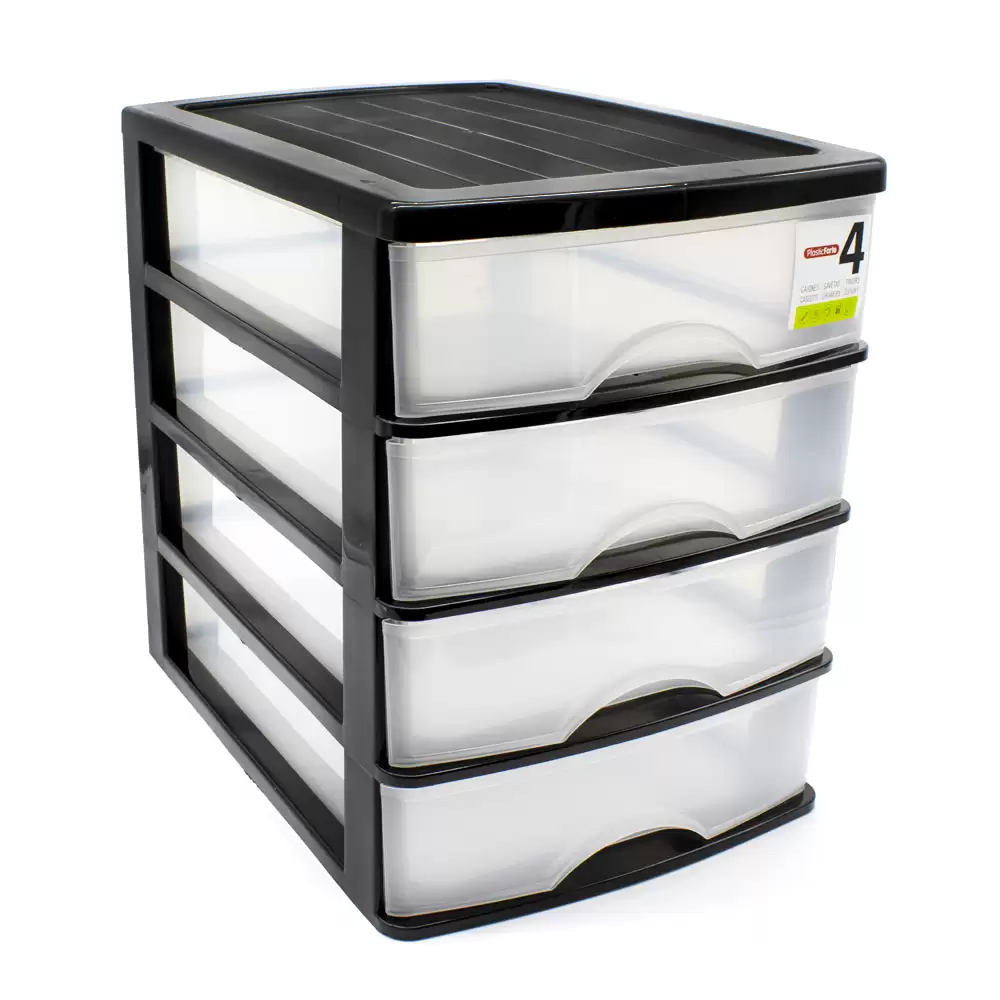 Torre De Almacenamiento Con 4 Cajones 35 Cm Negro