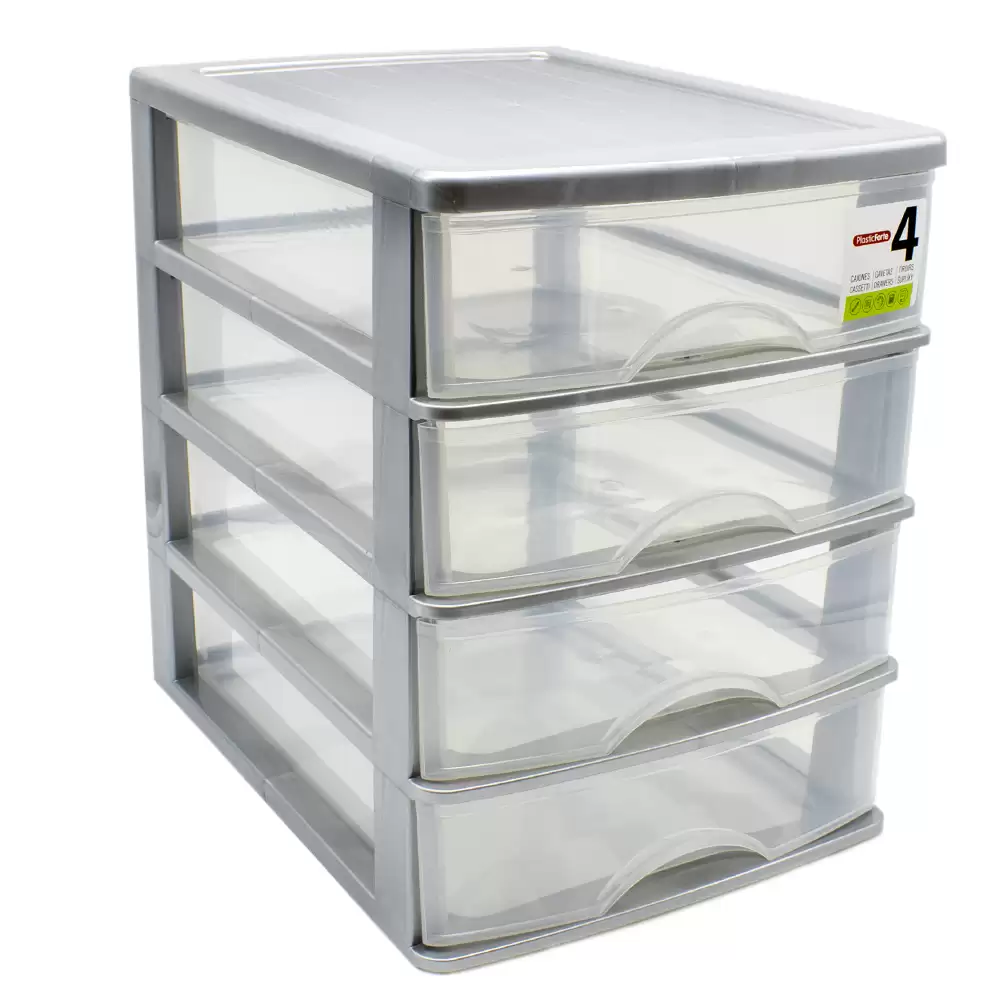 Torre De Almacenamiento Con 4 Cajones 35 Cm Plateado