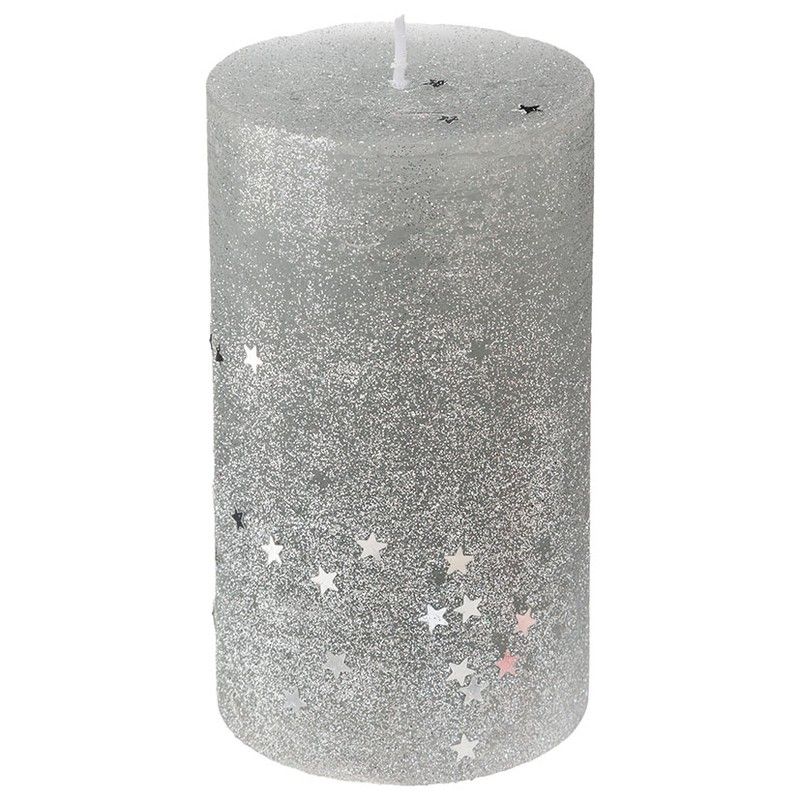 Vela Con Estrellas 7X12 Cm. Plata 555R1108