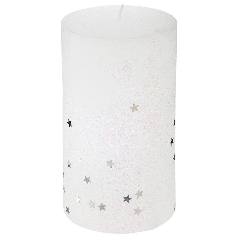 Vela Con Estrellas 7X12 Cm. Blanca 555R1109
